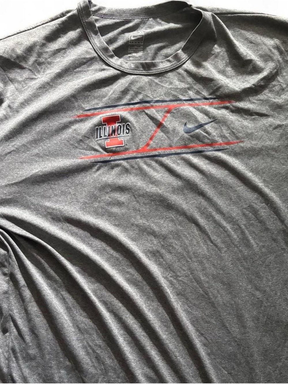 Men’s Nike Drifit Gray Short Sleeve Tee with Orange Illinois Logo